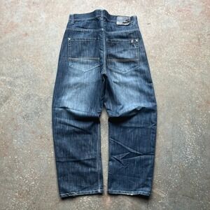 Southpole Mens Baggy Fit Denim Jeans Dark Wash Blue Y2K Brown Tab 40x32 Loose